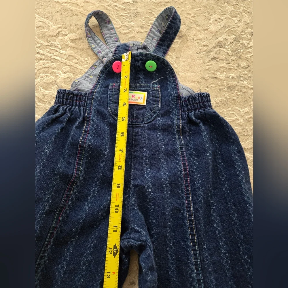 Vintage 1990s OshKosh B'Gosh Dark Blue Denim Neon Button Overalls